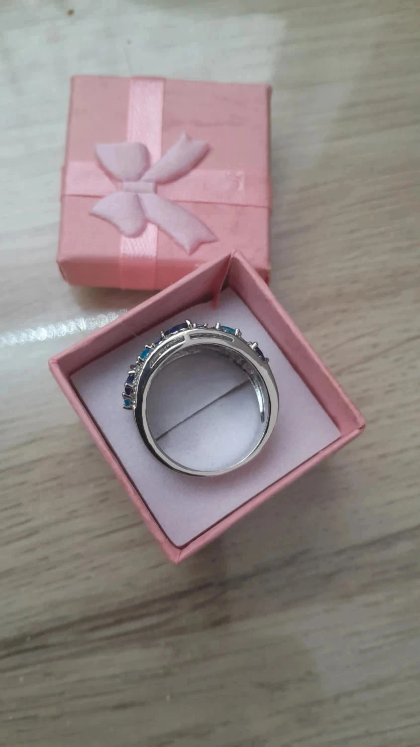 Anillo incrustado de brillantes azules y azul marino, talla 60 – photo 3